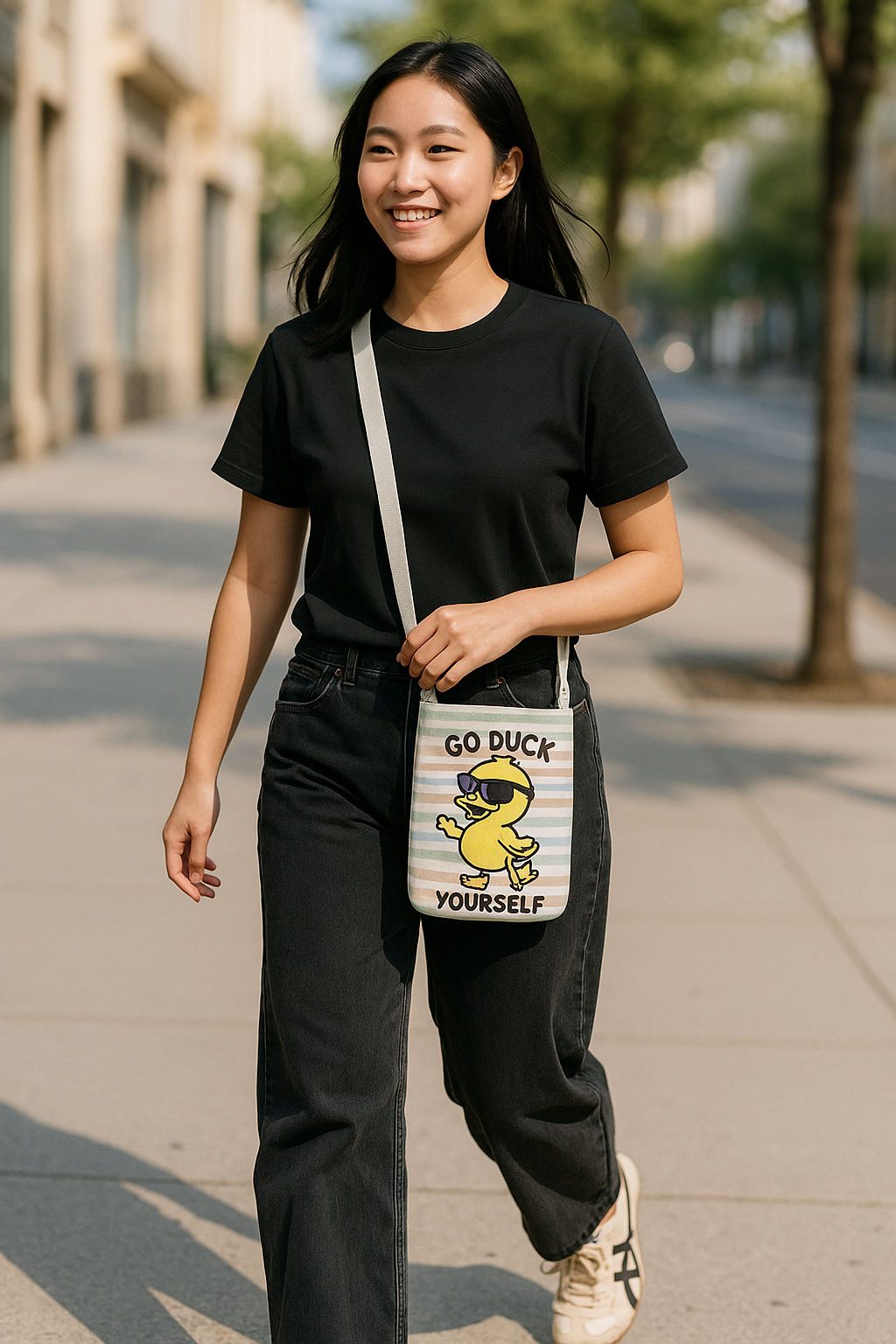 Funny Duck printed phone bag