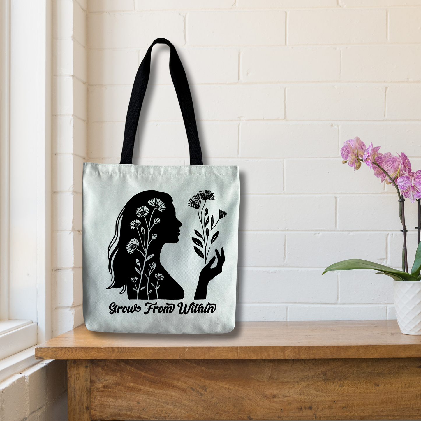 Motivational Quote tote bag Grow from within