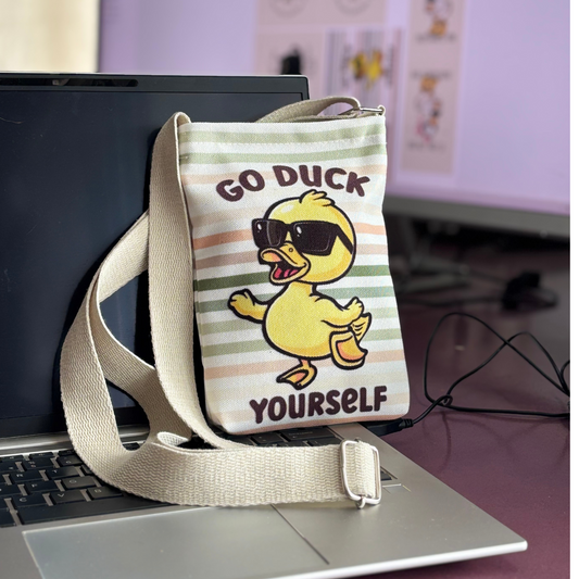 Funny Duck printed phone bag