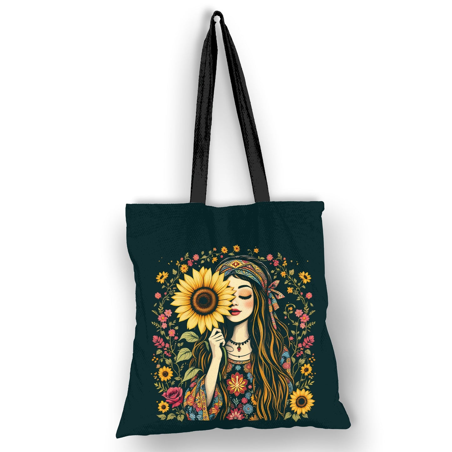 Sunshine Soul Tote – Bohemian Chic with Sunflowers