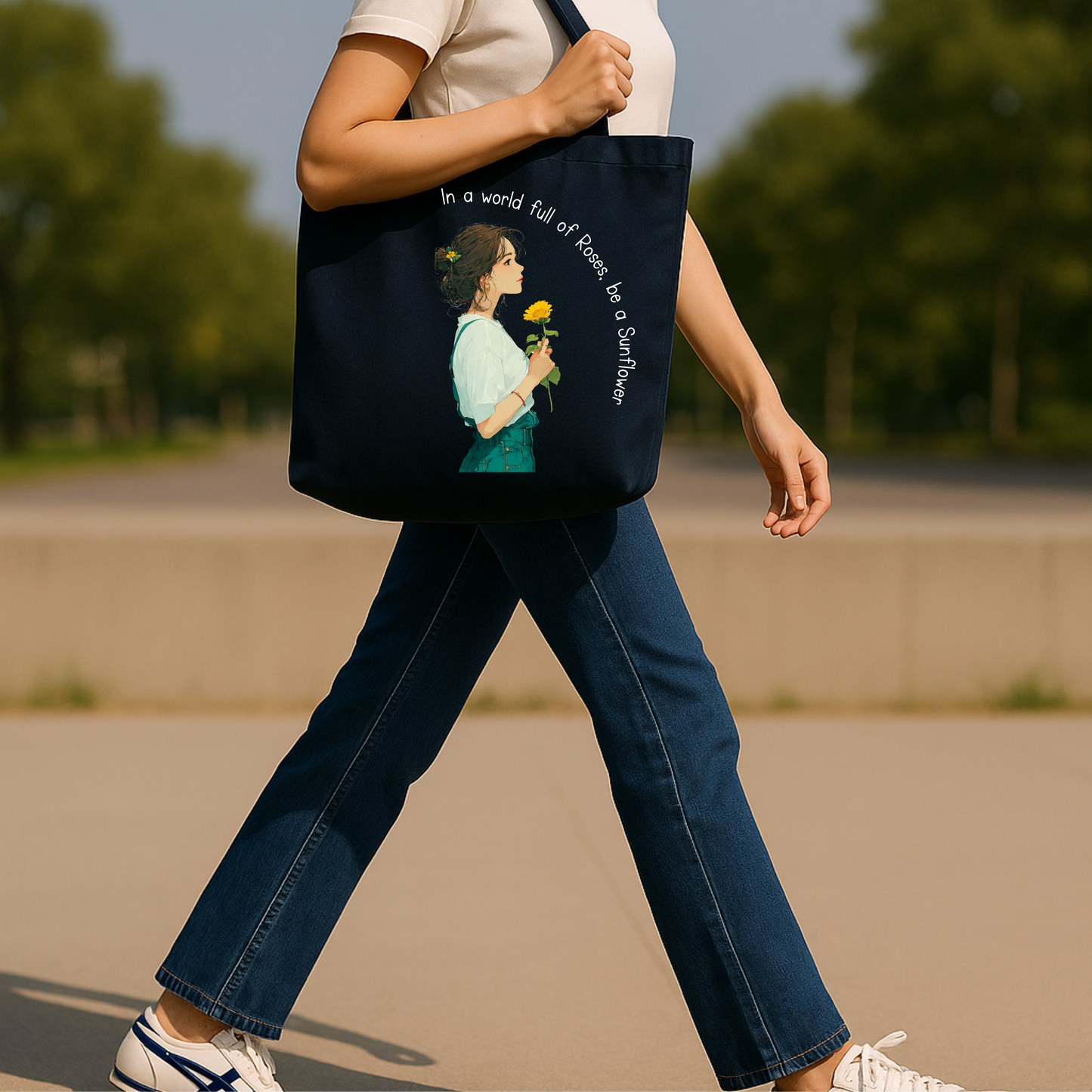 Motivational Floral Girl Tote Bag