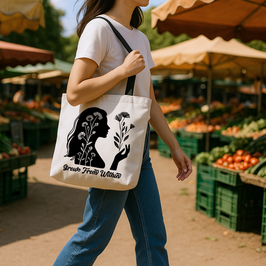 Motivational Quote tote bag Grow from within